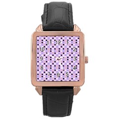 Black White Pink Blue Eggs On Violet Rose Gold Leather Watch  by snowwhitegirl