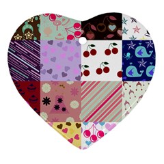 Quilt Of My Patterns Ornament (heart) by snowwhitegirl