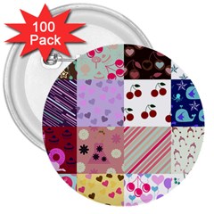 Quilt Of My Patterns 3  Buttons (100 Pack)  by snowwhitegirl