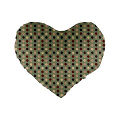 Grey Beige Burgundy Eggs On Green Standard 16  Premium Flano Heart Shape Cushions