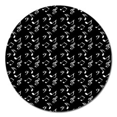 Black Music Notes Magnet 5  (round) by snowwhitegirl