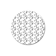 White Music Notes Magnet 3  (round)