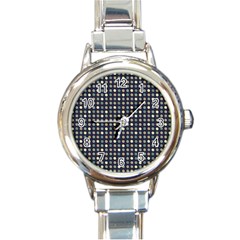 Beige Blue Cream Eggs On Grey Blue Round Italian Charm Watch by snowwhitegirl