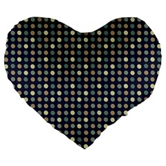 Beige Blue Cream Eggs On Grey Blue Large 19  Premium Flano Heart Shape Cushions by snowwhitegirl