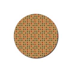 Grey Brown Eggs On Beige Rubber Round Coaster (4 pack) 