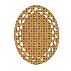 Grey Brown Eggs On Beige Ornament (Oval Filigree)