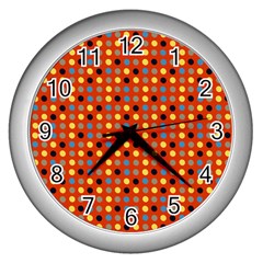 Yellow Black Grey Eggs On Red Wall Clocks (silver)  by snowwhitegirl