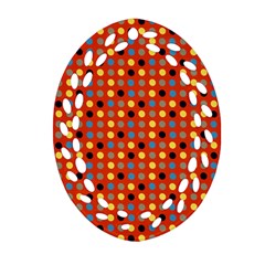 Yellow Black Grey Eggs On Red Ornament (oval Filigree)