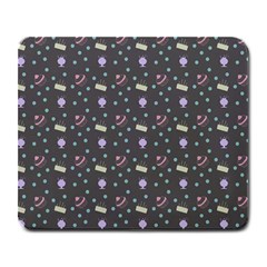 Cakes Yellow Pink Dot Sundaes Grey Large Mousepads by snowwhitegirl