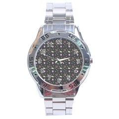 Cakes Yellow Pink Dot Sundaes Grey Stainless Steel Analogue Watch