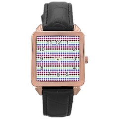 Multi White Dots Rose Gold Leather Watch 