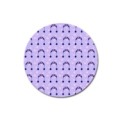 Winter Hat Snow Heart Lilac Blue Magnet 3  (round)