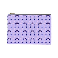 Winter Hat Snow Heart Lilac Blue Cosmetic Bag (large) 