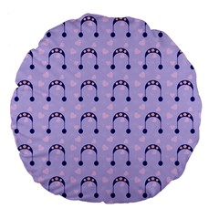 Winter Hat Snow Heart Lilac Blue Large 18  Premium Flano Round Cushions