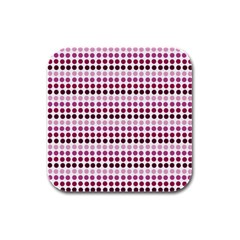 Pink Red Dots Rubber Square Coaster (4 Pack)  by snowwhitegirl