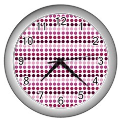 Pink Red Dots Wall Clocks (silver) 