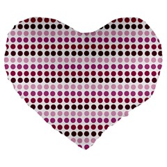 Pink Red Dots Large 19  Premium Flano Heart Shape Cushions