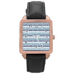 Blue Dots Rose Gold Leather Watch 