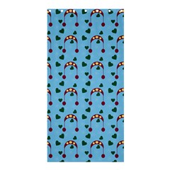 Winter Hat Red Green Hearts Snow Blue Shower Curtain 36  X 72  (stall)  by snowwhitegirl