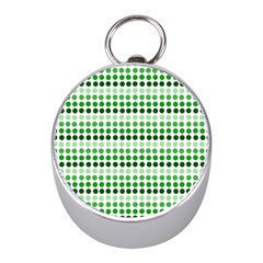 Greenish Dots Mini Silver Compasses