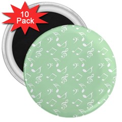 Mint Green White Music 3  Magnets (10 Pack) 