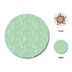 Mint Green White Music Playing Cards (round) 