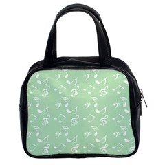 Mint Green White Music Classic Handbags (2 Sides) by snowwhitegirl