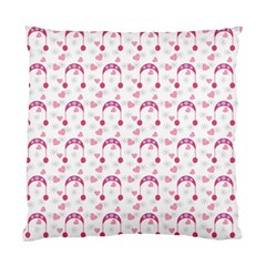 Winter Pink Hat White Heart Snow Standard Cushion Case (one Side)