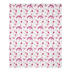 Winter Pink Hat White Heart Snow Shower Curtain 60  X 72  (medium) 