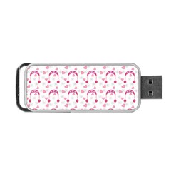 Winter Pink Hat White Heart Snow Portable Usb Flash (one Side)