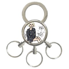 Girl Sitting 3-ring Key Chains