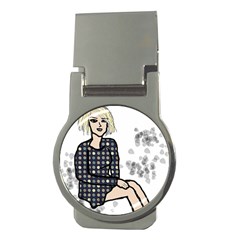 Girl Sitting Money Clips (round)  by snowwhitegirl