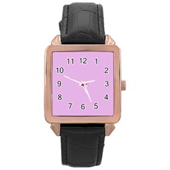 Pink Flowers Rose Gold Leather Watch 