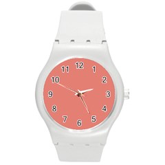 Late Peach Round Plastic Sport Watch (m) by snowwhitegirl