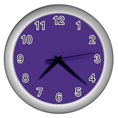 Dark Grape Purple Wall Clocks (silver) 