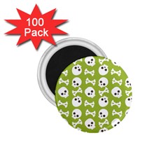 Skull Bone Mask Face White Green 1 75  Magnets (100 Pack)  by Alisyart