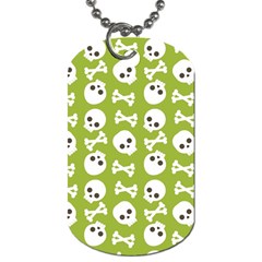 Skull Bone Mask Face White Green Dog Tag (two Sides) by Alisyart