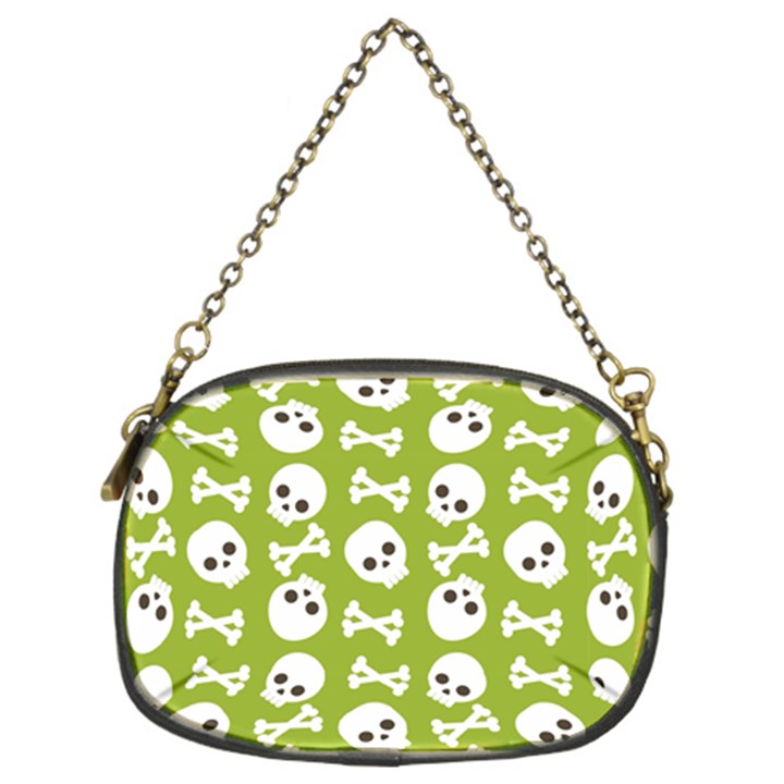 Skull Bone Mask Face White Green Chain Purses (Two Sides) 