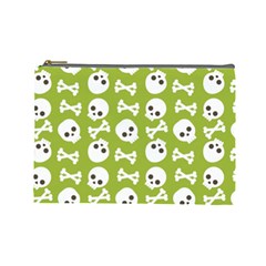 Skull Bone Mask Face White Green Cosmetic Bag (large) 