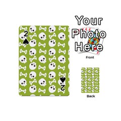 Skull Bone Mask Face White Green Playing Cards 54 (mini)  by Alisyart