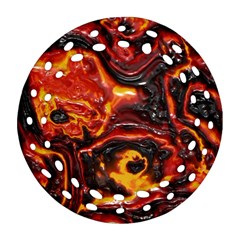 Lava Active Volcano Nature Round Filigree Ornament (two Sides) by Alisyart