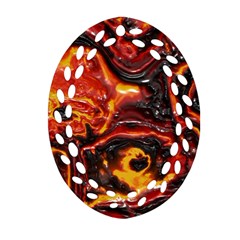 Lava Active Volcano Nature Ornament (oval Filigree) by Alisyart