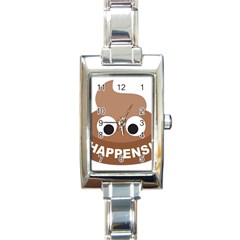 Poo Happens Rectangle Italian Charm Watch by Vitalitee