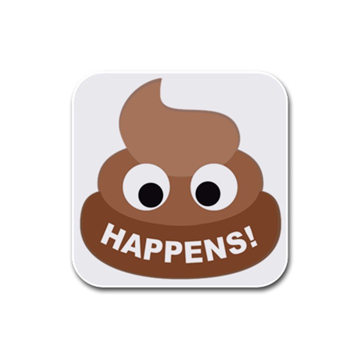 Poo Happens Rubber Square Coaster (4 pack) 