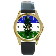 Flag Of Cascadia Round Gold Metal Watch by abbeyz71