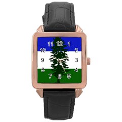 Flag Of Cascadia Rose Gold Leather Watch 