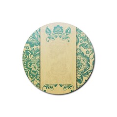 Art Nouveau Green Rubber Round Coaster (4 Pack)  by NouveauDesign
