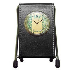 Art Nouveau Green Pen Holder Desk Clocks