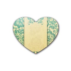 Art Nouveau Green Rubber Coaster (heart)  by NouveauDesign