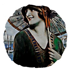 Lady Of Summer 1920 Art Deco Large 18  Premium Flano Round Cushions by NouveauDesign